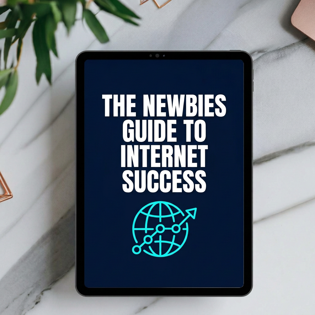 The Newbies Guide To Internet Success digital guide cover displayed on a tablet mockup
