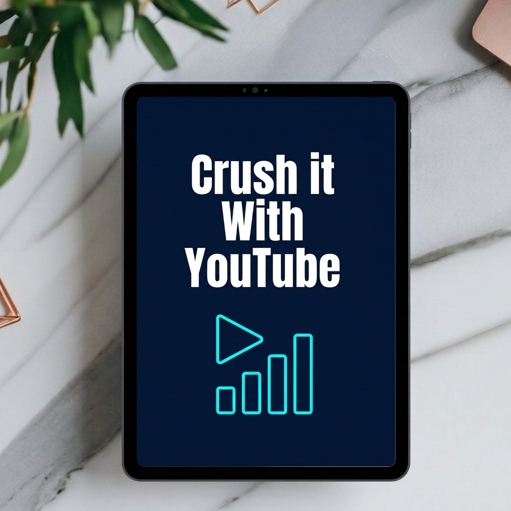 Crush it With YouTube digital guide cover displayed on a tablet mockup