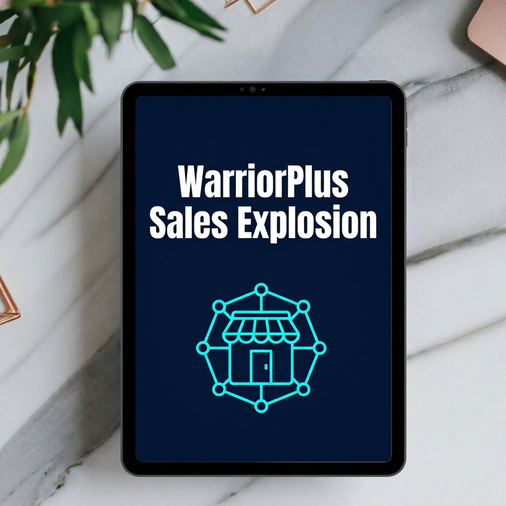 WarriorPlus Sales Explosion digital video course cover displayed on a tablet mockup