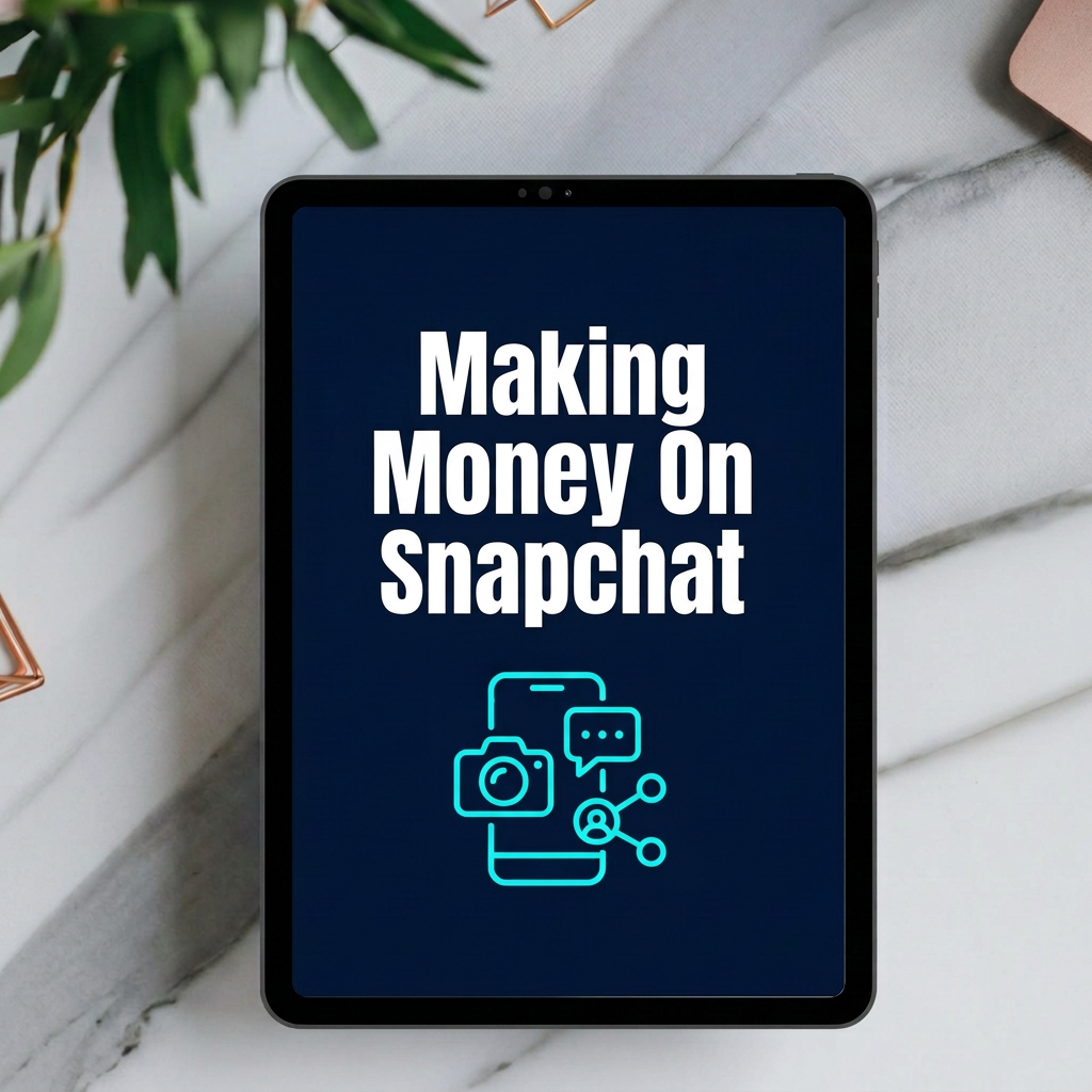 Making Money On Snapchat digital guide cover displayed on a tablet mockup