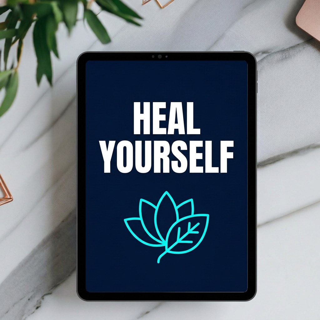 Heal Yourself personal development digital guide cover displayed on a tablet mockup