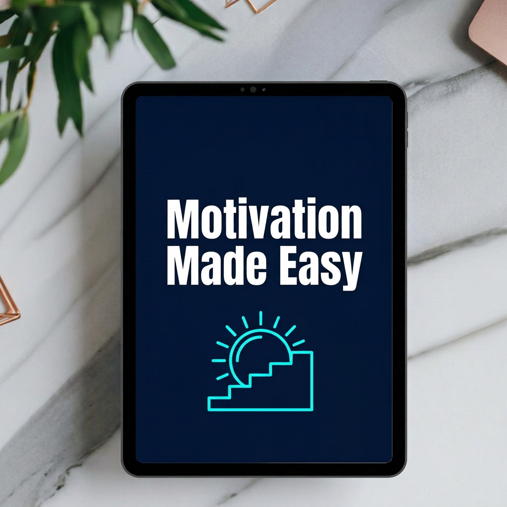 Motivation Made Easy digital guide cover displayed on a tablet mockup